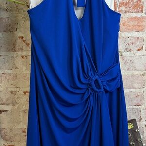 Tommy Bahama Royal Blue Gathered Midi Dress